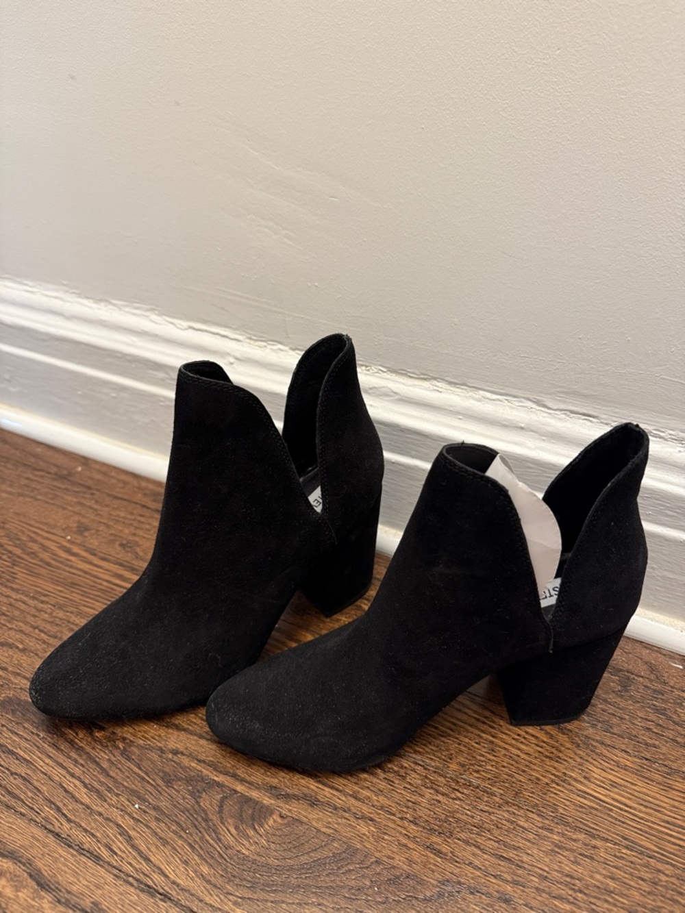 Steve Madden Black Suede V-Cut Ankle Booties